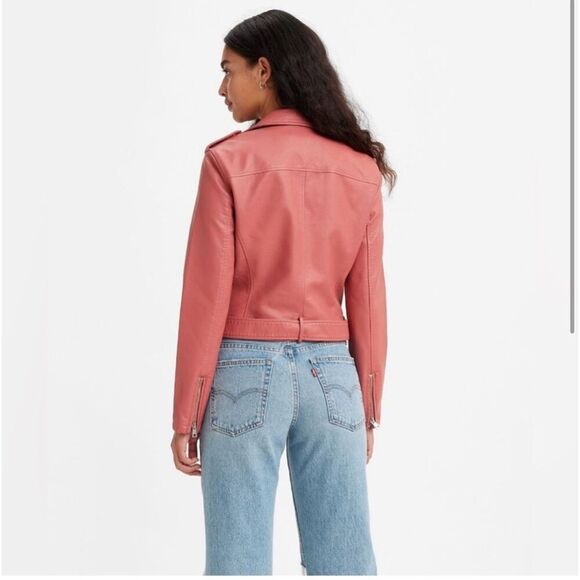 Levi’s Pink Faux Leather Biker Jacket Size Medium New - Picture 2 of 11